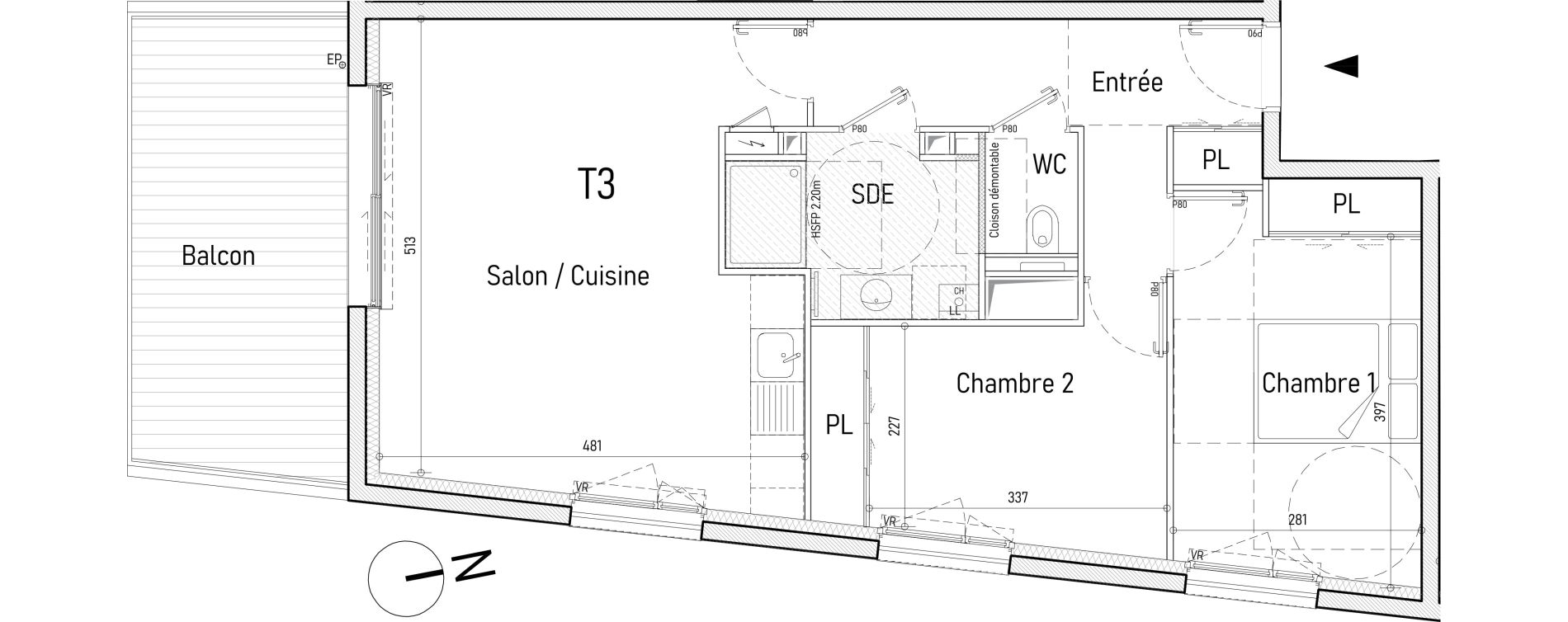Appartement T3 de 61,80 m2 &agrave; Saint-Nazaire Le clos d ust