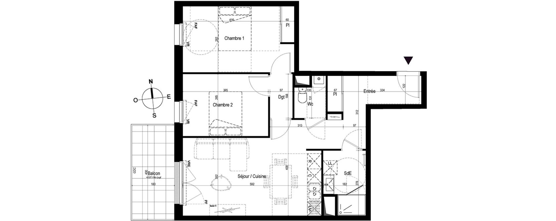Appartement T3 de 60,87 m2 &agrave; Saint-Nazaire Le petit caporal