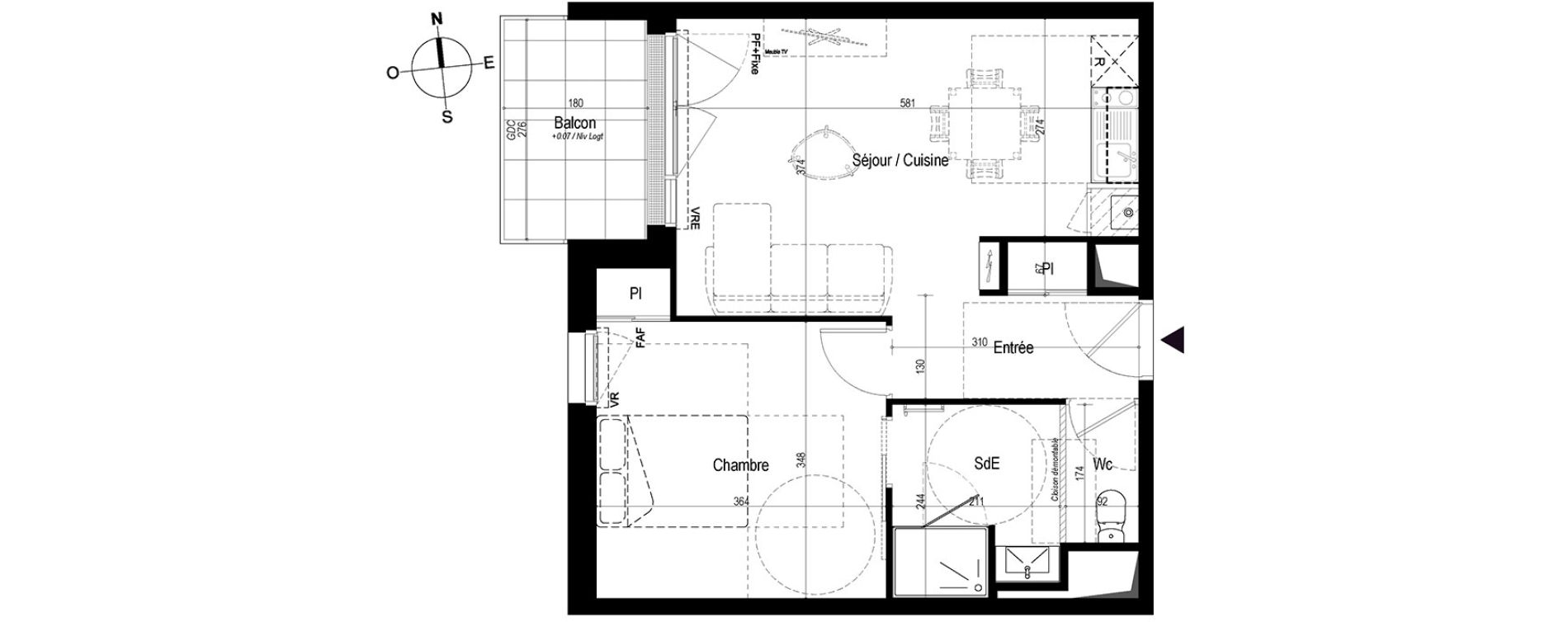 Appartement T2 de 43,91 m2 &agrave; Saint-Nazaire Le petit caporal