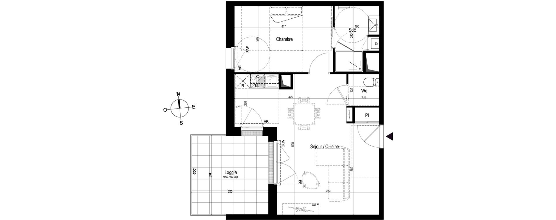 Appartement T2 de 45,72 m2 &agrave; Saint-Nazaire Le petit caporal