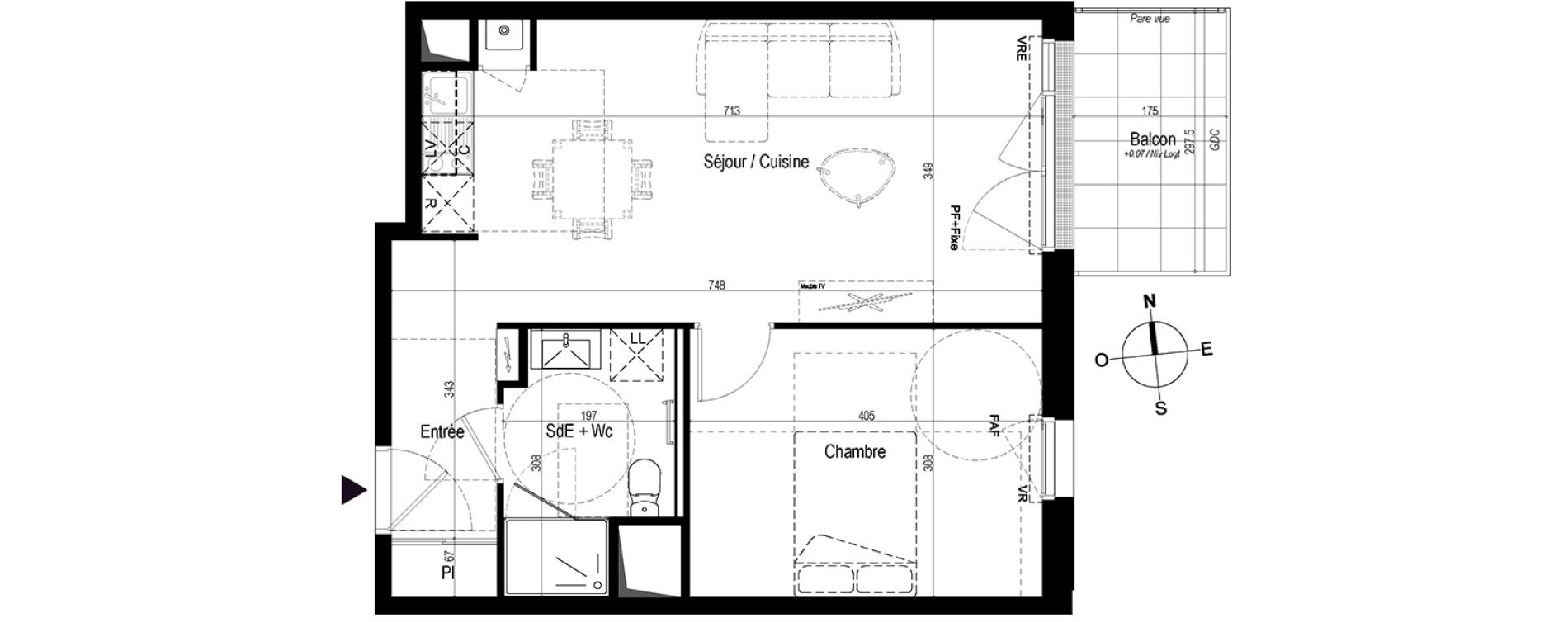 Appartement T2 de 46,25 m2 &agrave; Saint-Nazaire Le petit caporal