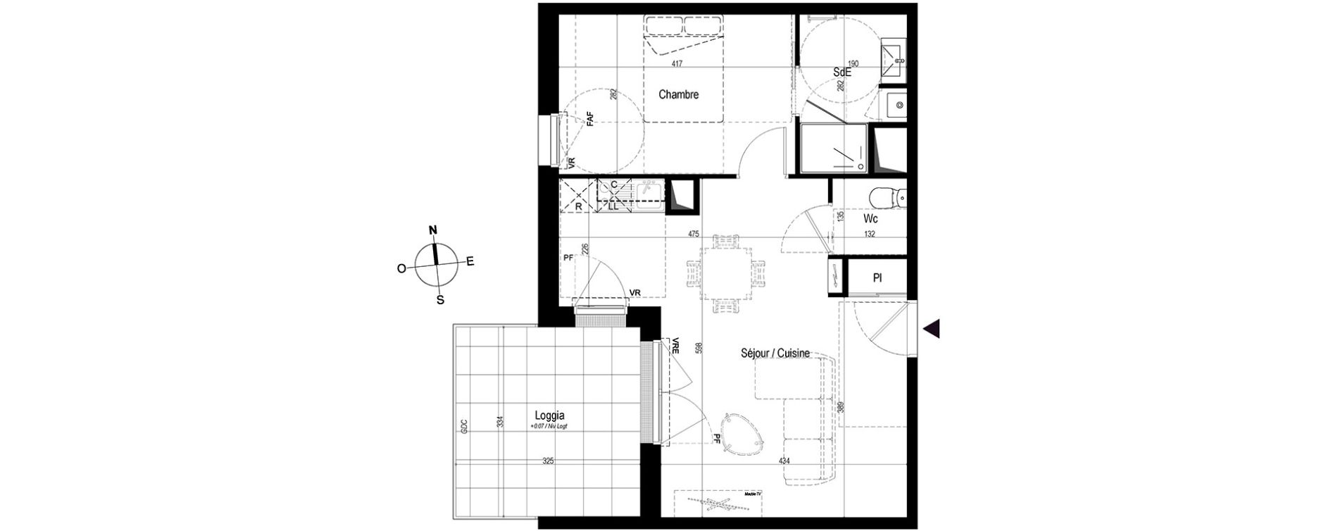 Appartement T2 de 45,72 m2 &agrave; Saint-Nazaire Le petit caporal