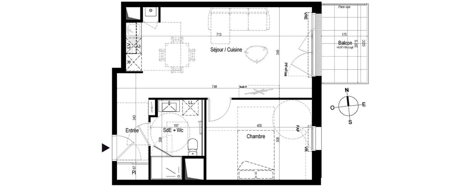 Appartement T2 de 46,25 m2 &agrave; Saint-Nazaire Le petit caporal