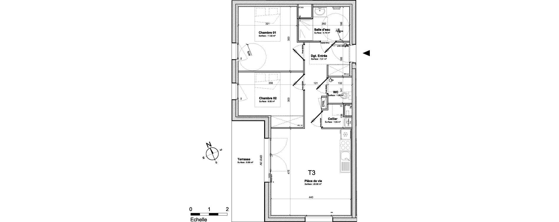 Appartement T3 de 58,23 m2 &agrave; Saint-Nazaire Saint marc sur mer