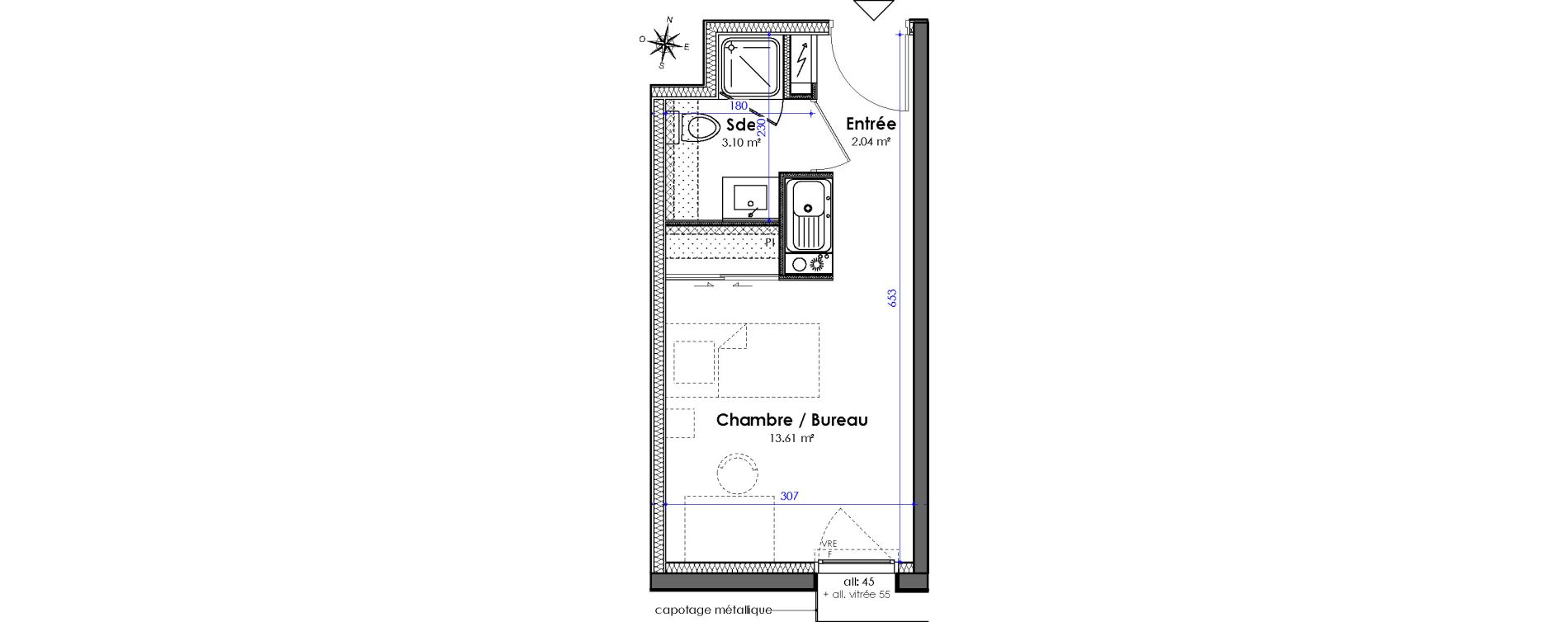 Appartement T1 de 18,75 m2 &agrave; Saint-Nazaire Heinlex