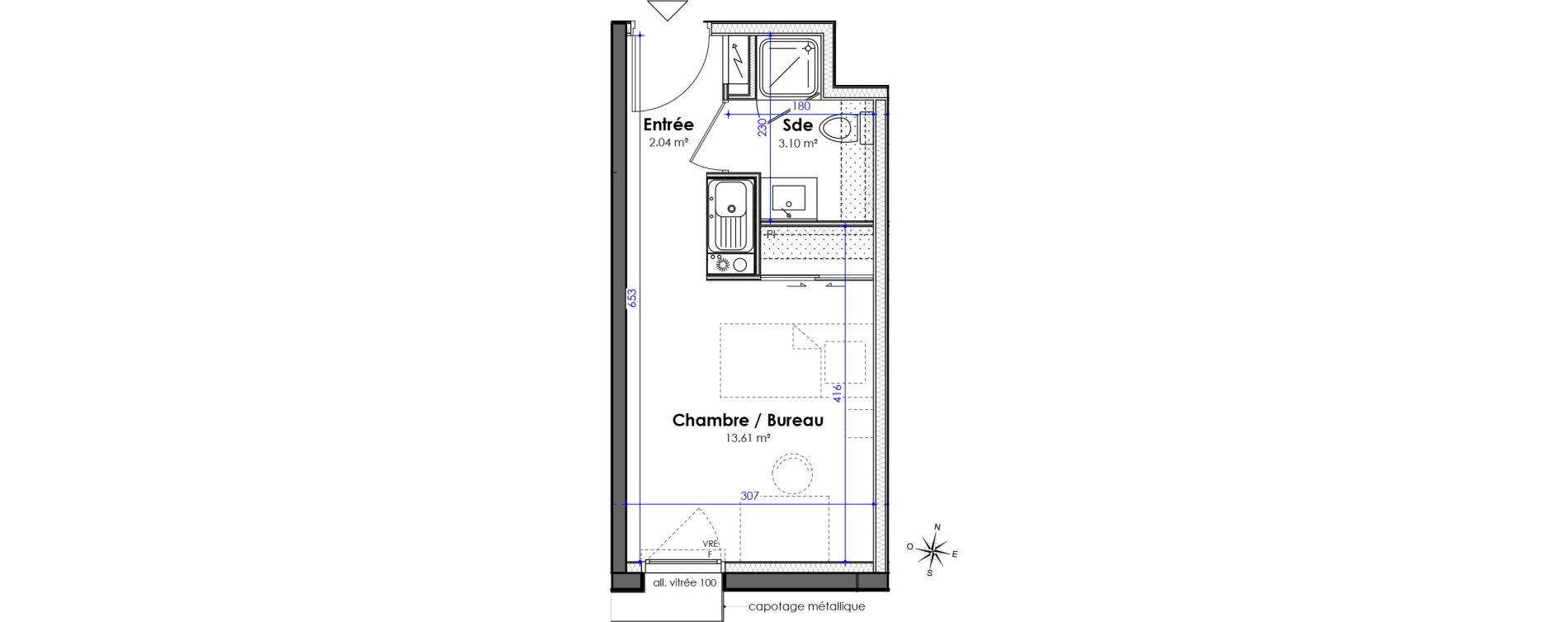 Studio de 18,75 m2 &agrave; Saint-Nazaire Heinlex