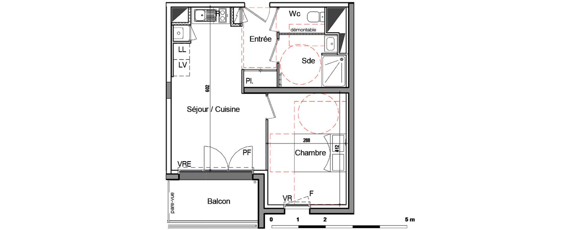 Appartement T2 de 39,05 m2 &agrave; Saint-Nazaire Kerl&eacute;d&eacute;
