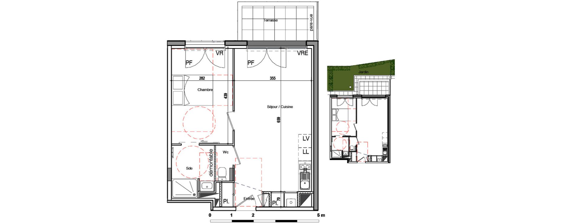 Appartement T2 de 43,85 m2 &agrave; Saint-Nazaire Kerl&eacute;d&eacute;