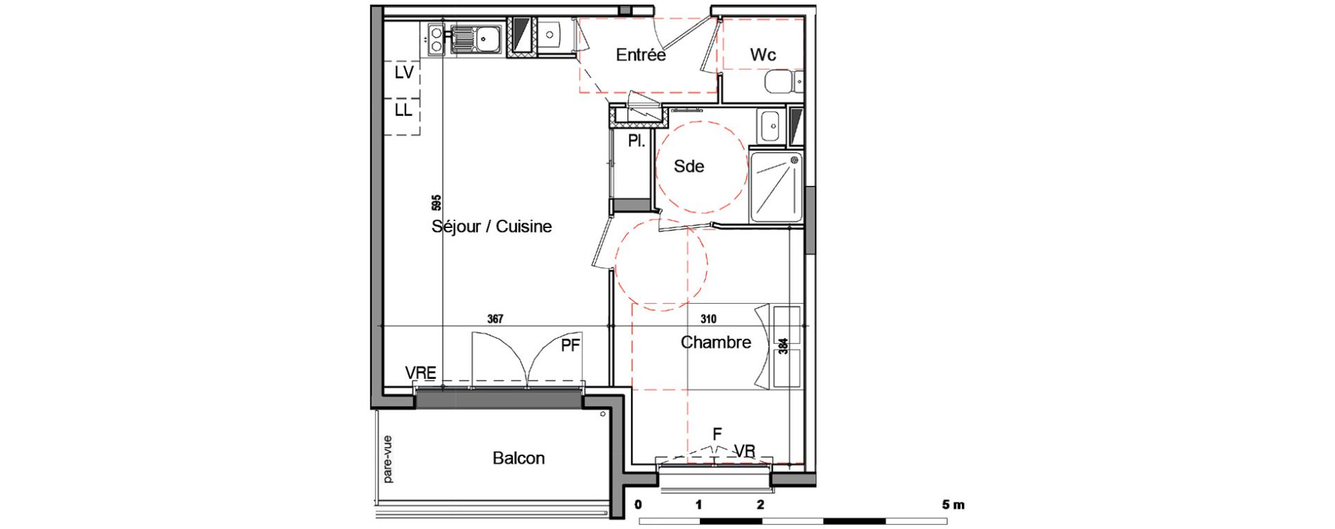 Appartement T2 de 42,60 m2 &agrave; Saint-Nazaire Kerl&eacute;d&eacute;