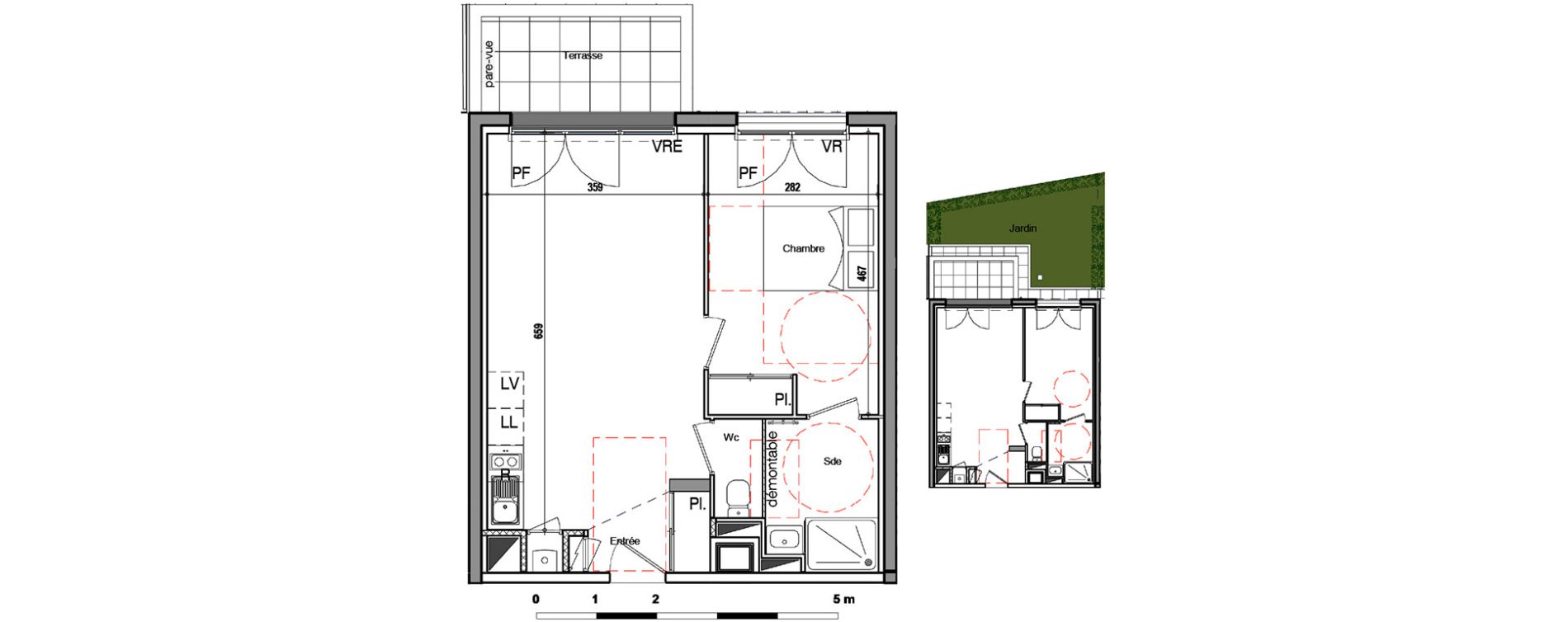Appartement T2 de 44,50 m2 &agrave; Saint-Nazaire Kerl&eacute;d&eacute;