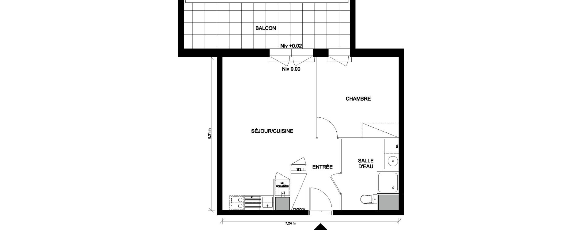 Appartement T2 de 43,71 m2 &agrave; Saint-Nazaire Plessis