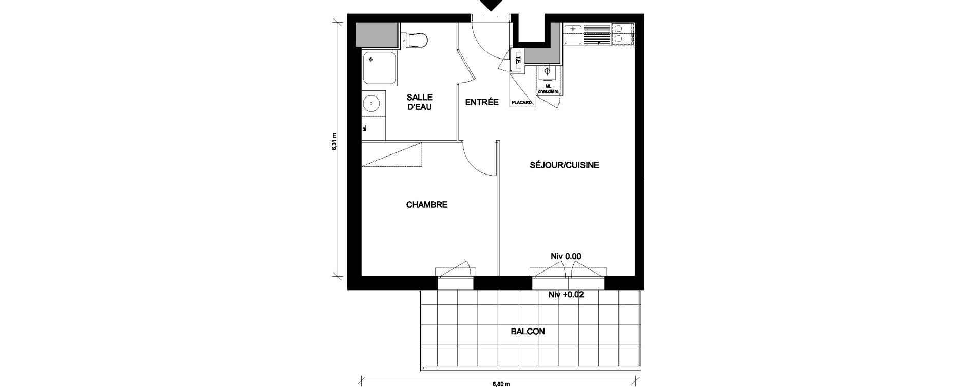 Appartement T2 de 40,14 m2 &agrave; Saint-Nazaire Plessis