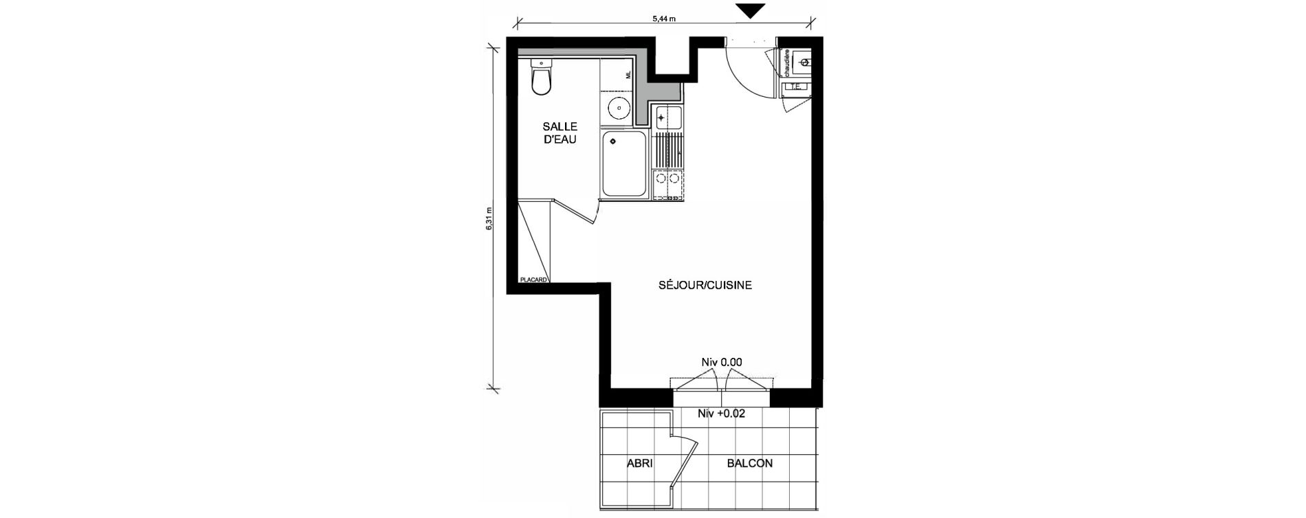 Appartement T1 de 28,70 m2 &agrave; Saint-Nazaire Plessis