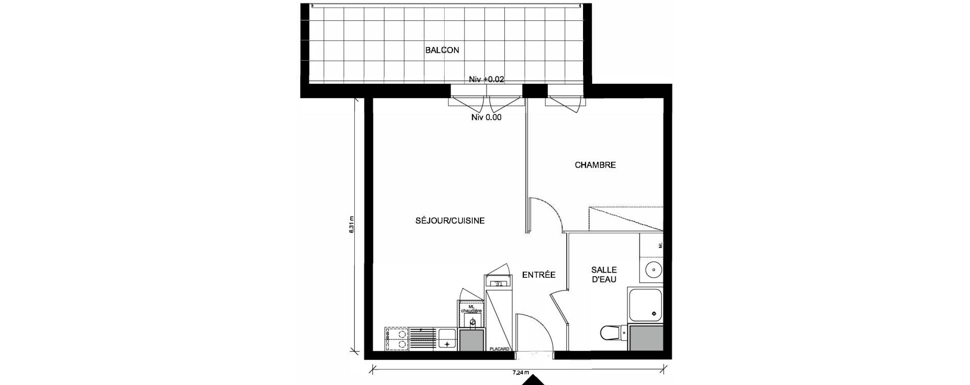 Appartement T2 de 43,71 m2 &agrave; Saint-Nazaire Plessis