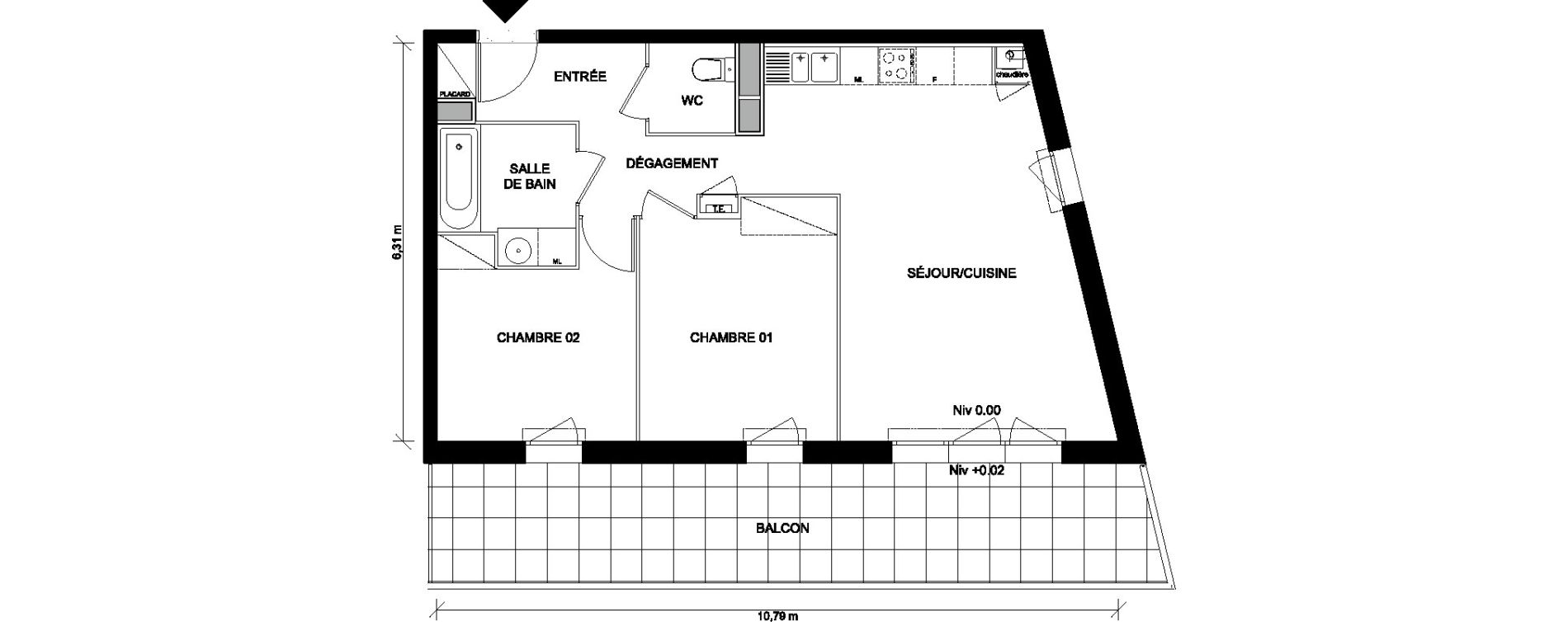 Appartement T3 de 60,77 m2 &agrave; Saint-Nazaire Plessis
