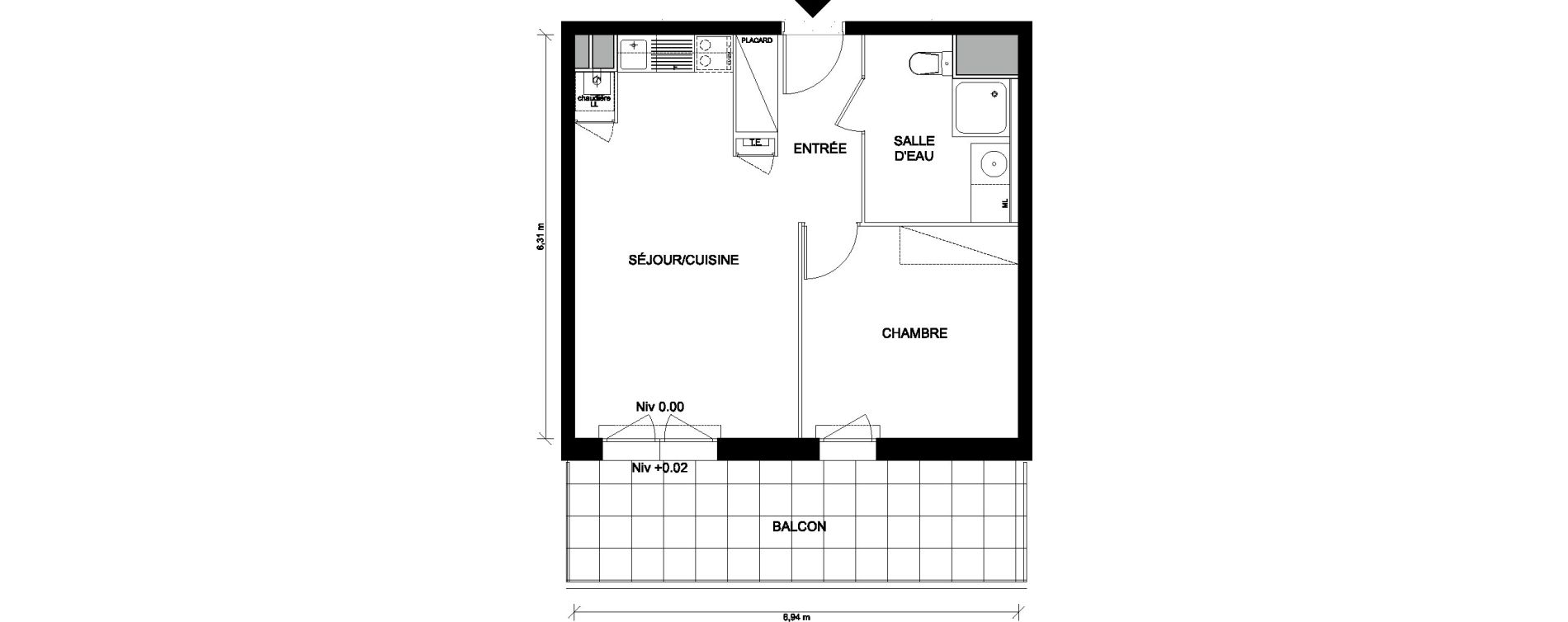 Appartement T2 de 41,41 m2 &agrave; Saint-Nazaire Plessis