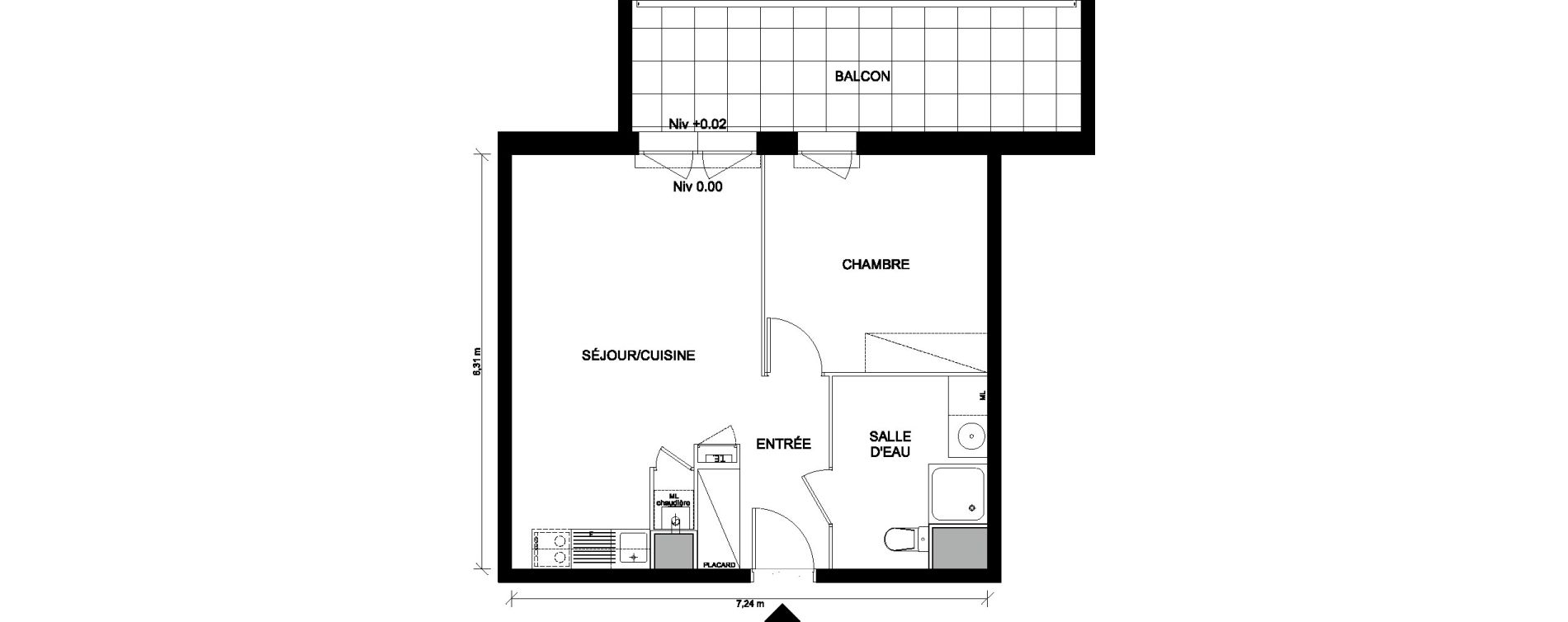 Appartement T2 de 43,69 m2 &agrave; Saint-Nazaire Plessis