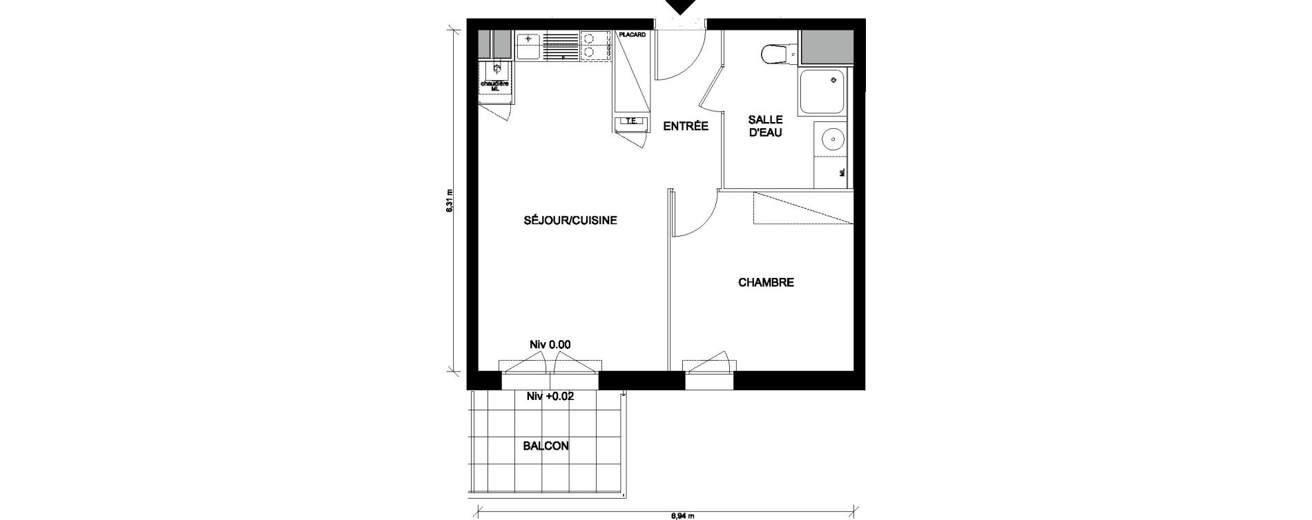 Appartement T2 de 41,41 m2 &agrave; Saint-Nazaire Plessis