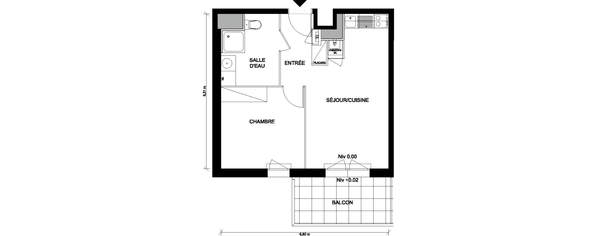 Appartement T2 de 40,07 m2 &agrave; Saint-Nazaire Plessis