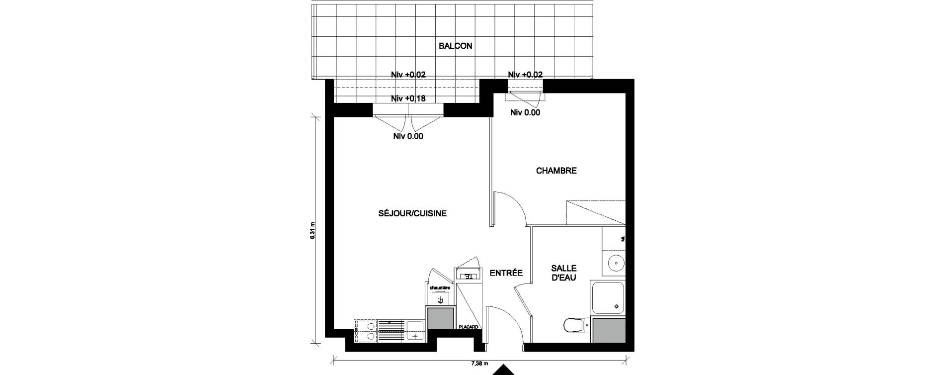 Appartement T2 de 41,56 m2 &agrave; Saint-Nazaire Plessis
