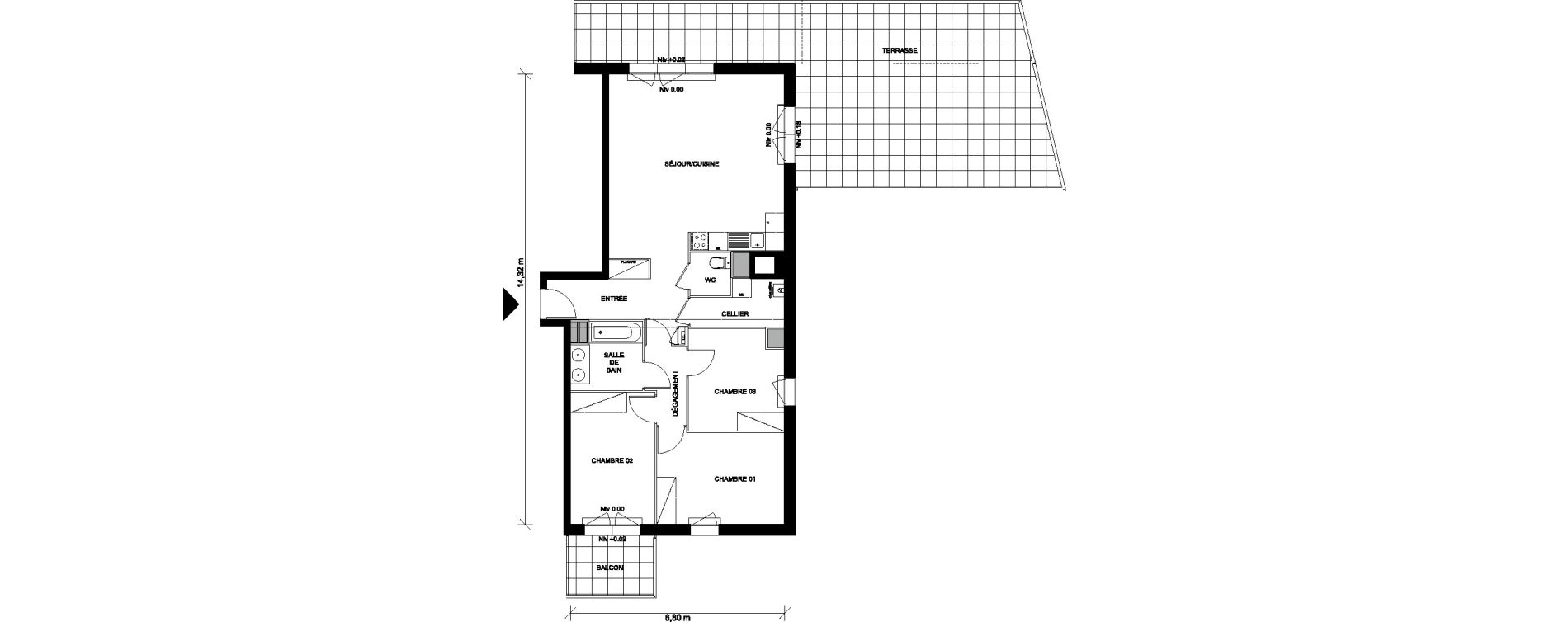 Appartement T4 de 86,41 m2 &agrave; Saint-Nazaire Plessis