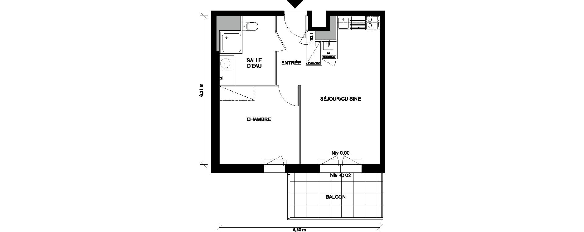 Appartement T2 de 40,16 m2 &agrave; Saint-Nazaire Plessis