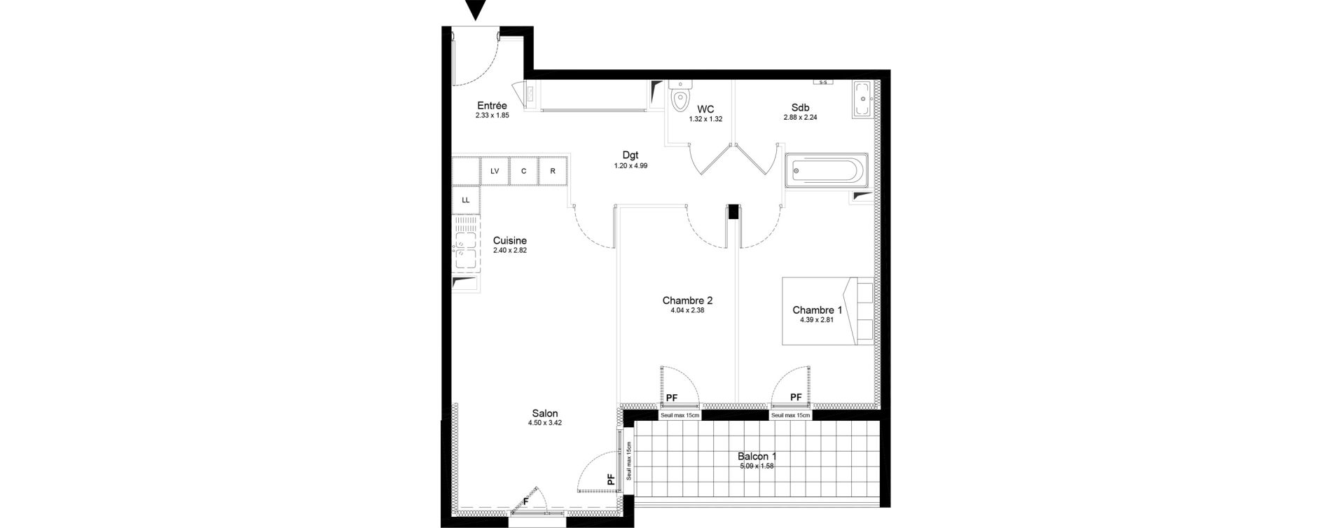 Appartement T3 de 64,29 m2 &agrave; Saint-Nazaire Centre