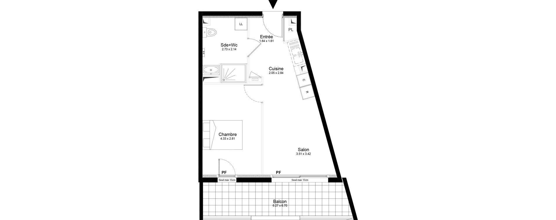 Appartement T2 de 38,51 m2 &agrave; Saint-Nazaire Centre