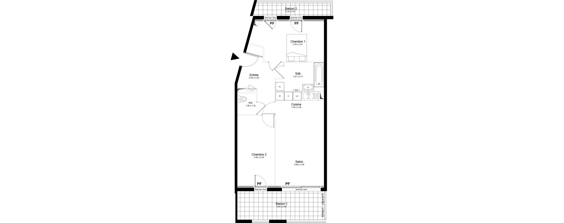 Appartement T3 de 64,14 m2 &agrave; Saint-Nazaire Centre
