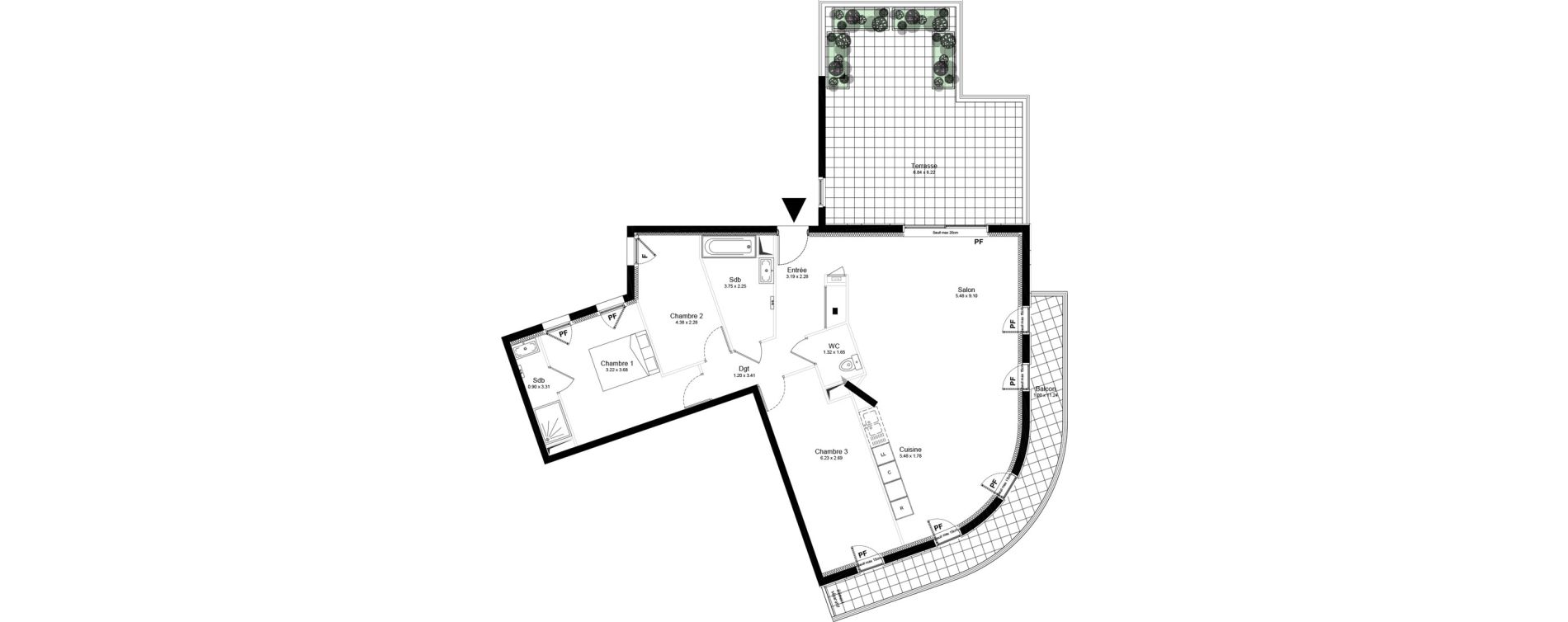 Appartement T4 de 102,92 m2 &agrave; Saint-Nazaire Centre