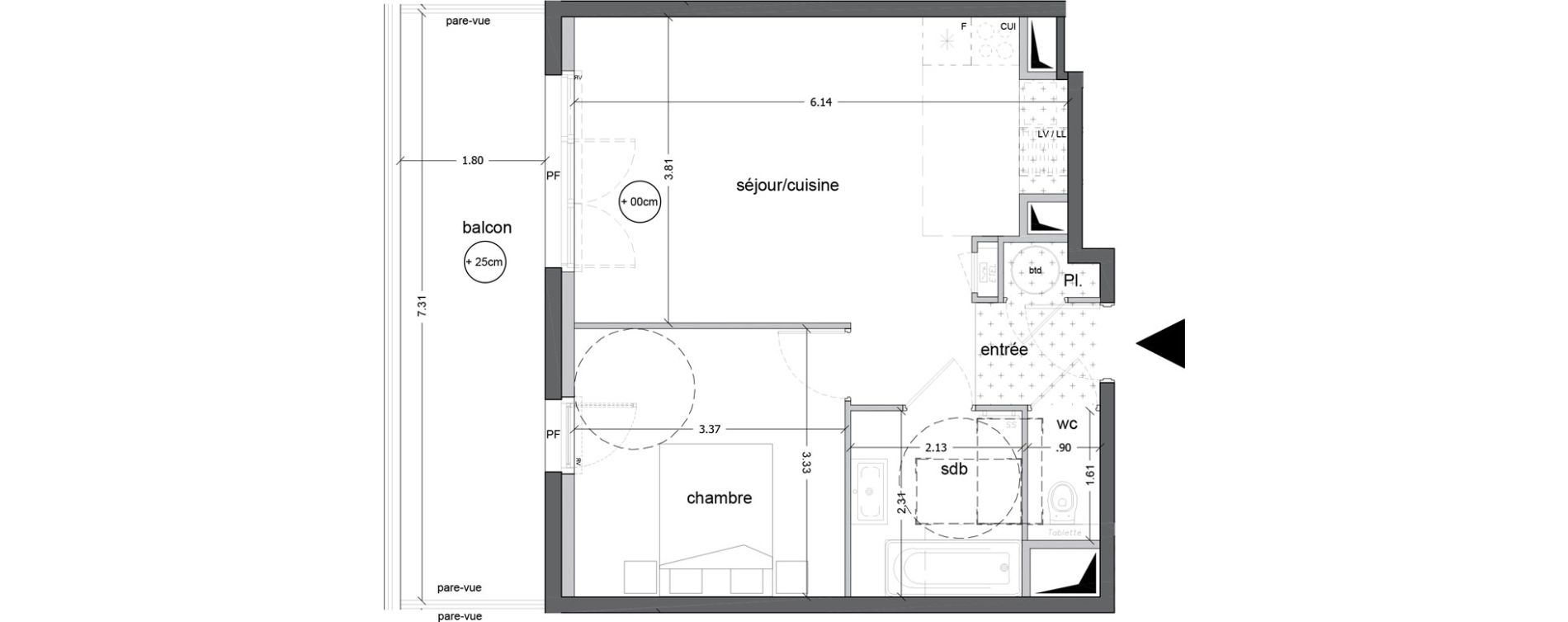 Appartement T2 de 43,04 m2 &agrave; Saint-Nazaire Ville &egrave;s martin