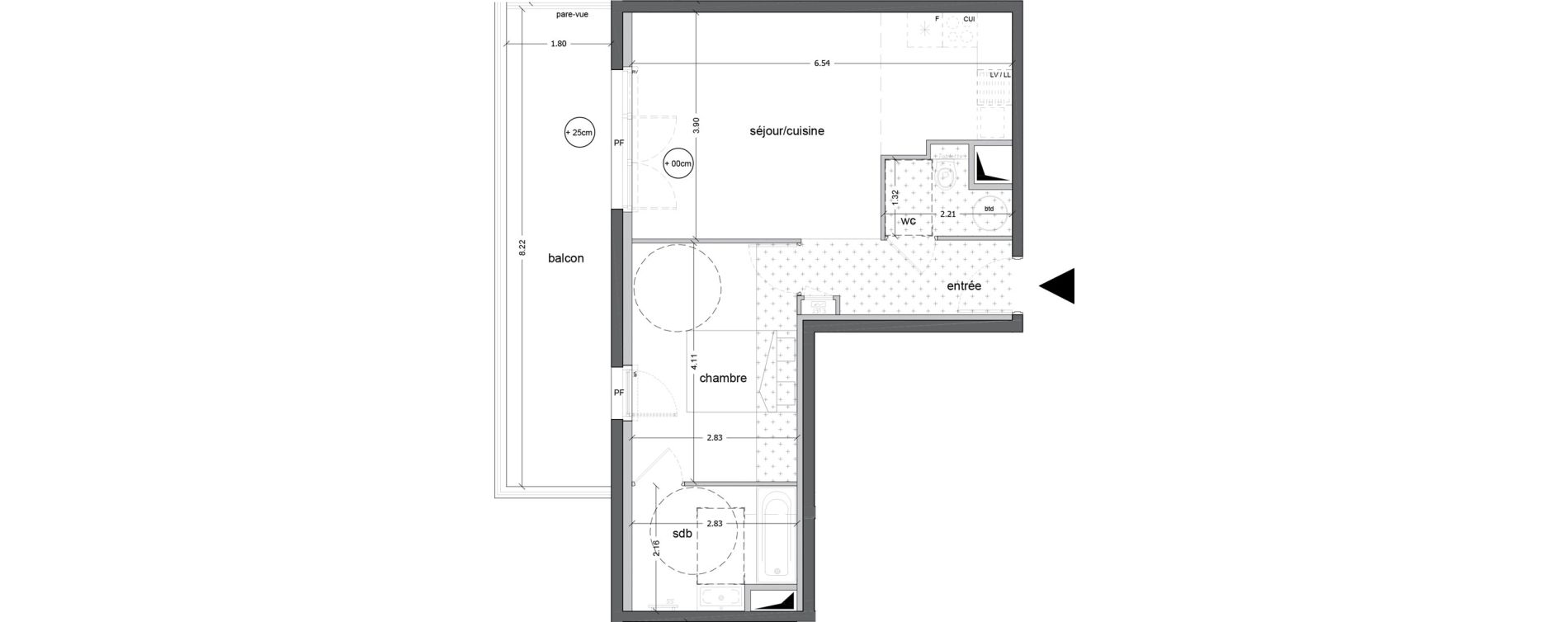 Appartement T2 de 46,14 m2 &agrave; Saint-Nazaire Ville &egrave;s martin