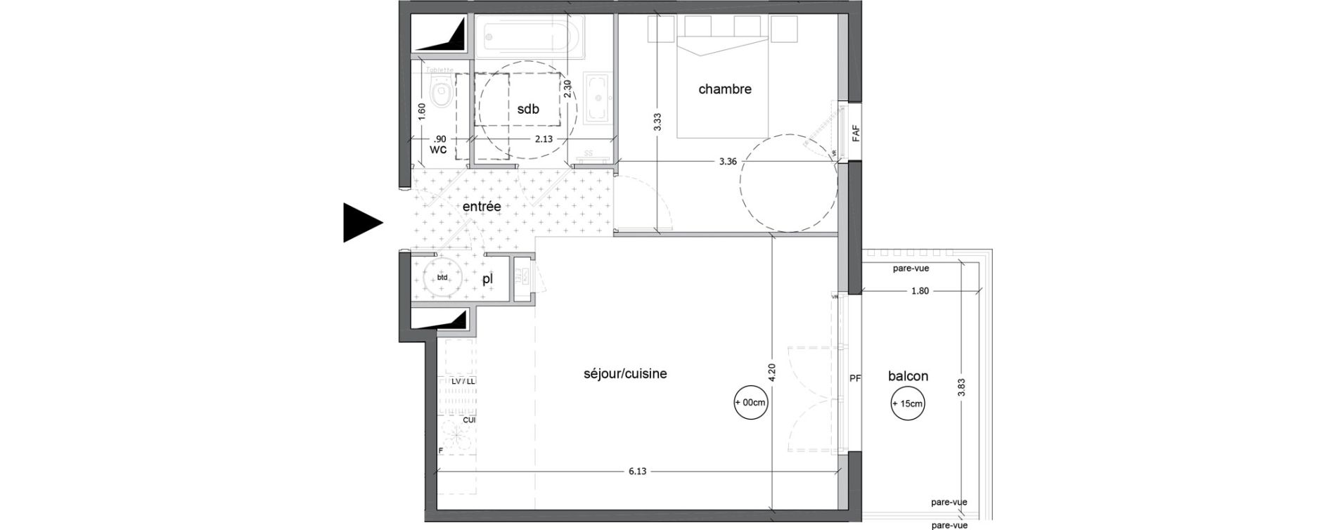 Appartement T2 de 45,93 m2 &agrave; Saint-Nazaire Ville &egrave;s martin