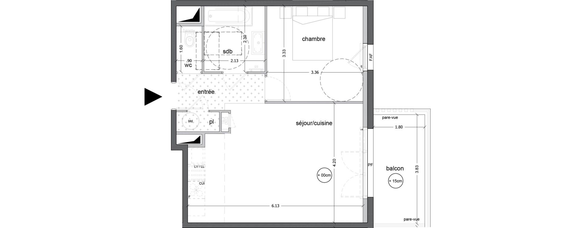 Appartement T2 de 45,93 m2 &agrave; Saint-Nazaire Ville &egrave;s martin