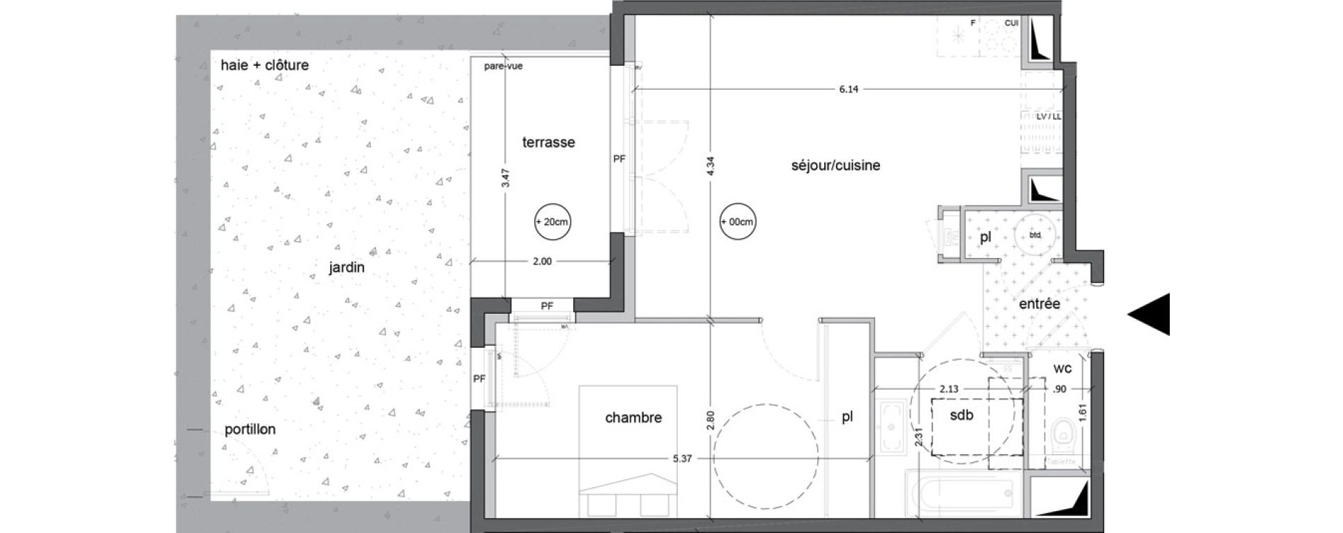 Appartement T2 de 48,62 m2 &agrave; Saint-Nazaire Ville &egrave;s martin