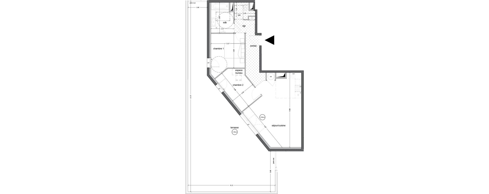 Appartement T3 de 65,40 m2 &agrave; Saint-Nazaire Ville &egrave;s martin