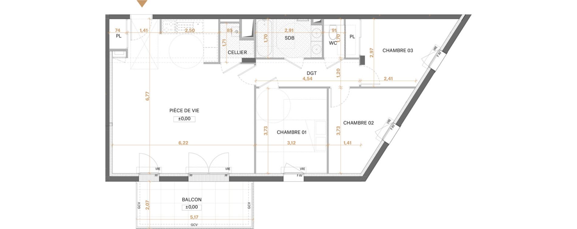 Appartement T4 de 84,30 m2 &agrave; Saint-S&eacute;bastien-Sur-Loire Centre