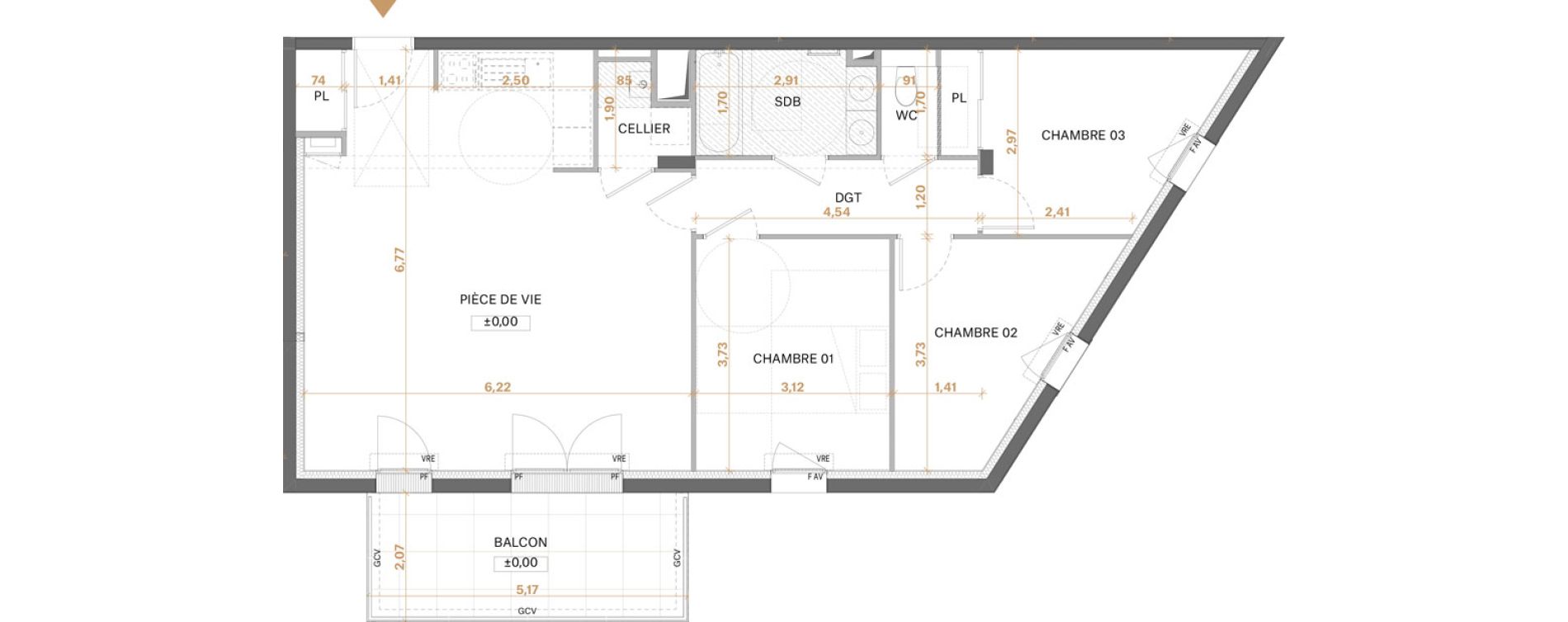 Appartement T4 de 84,29 m2 &agrave; Saint-S&eacute;bastien-Sur-Loire Centre