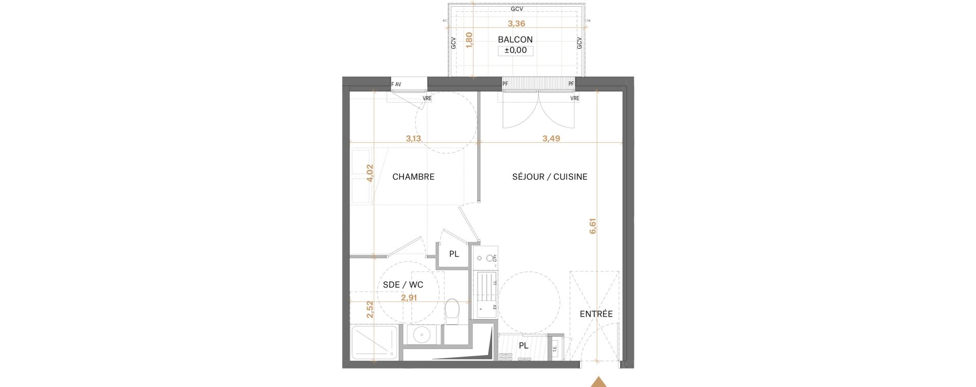 Appartement T2 de 41,24 m2 &agrave; Saint-S&eacute;bastien-Sur-Loire Centre