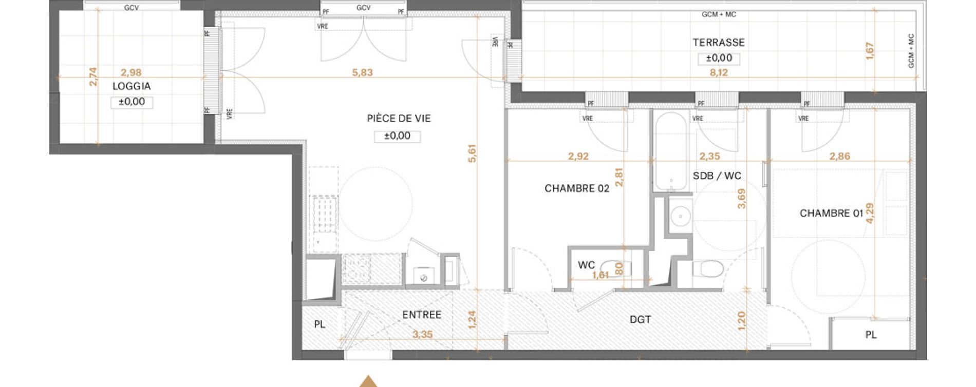 Appartement T3 de 68,73 m2 &agrave; Saint-S&eacute;bastien-Sur-Loire Centre