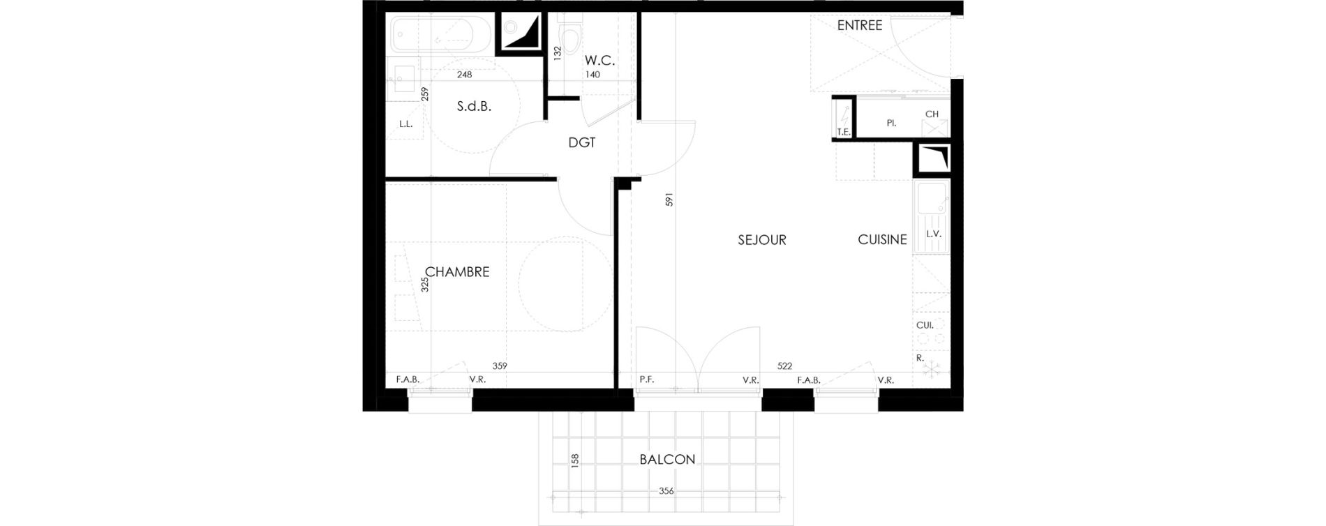 Appartement T2 de 50,12 m2 &agrave; Saint-S&eacute;bastien-Sur-Loire M&eacute;tairie