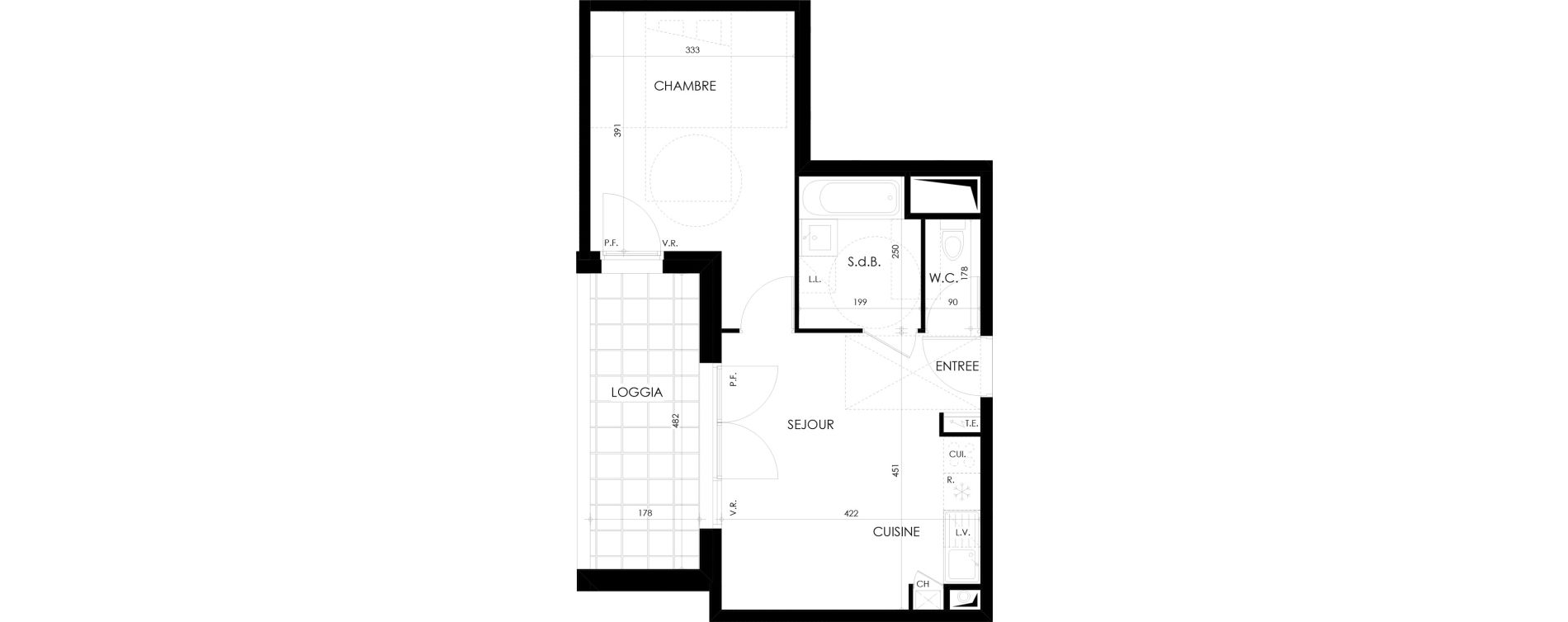 Appartement T2 de 39,33 m2 &agrave; Saint-S&eacute;bastien-Sur-Loire M&eacute;tairie