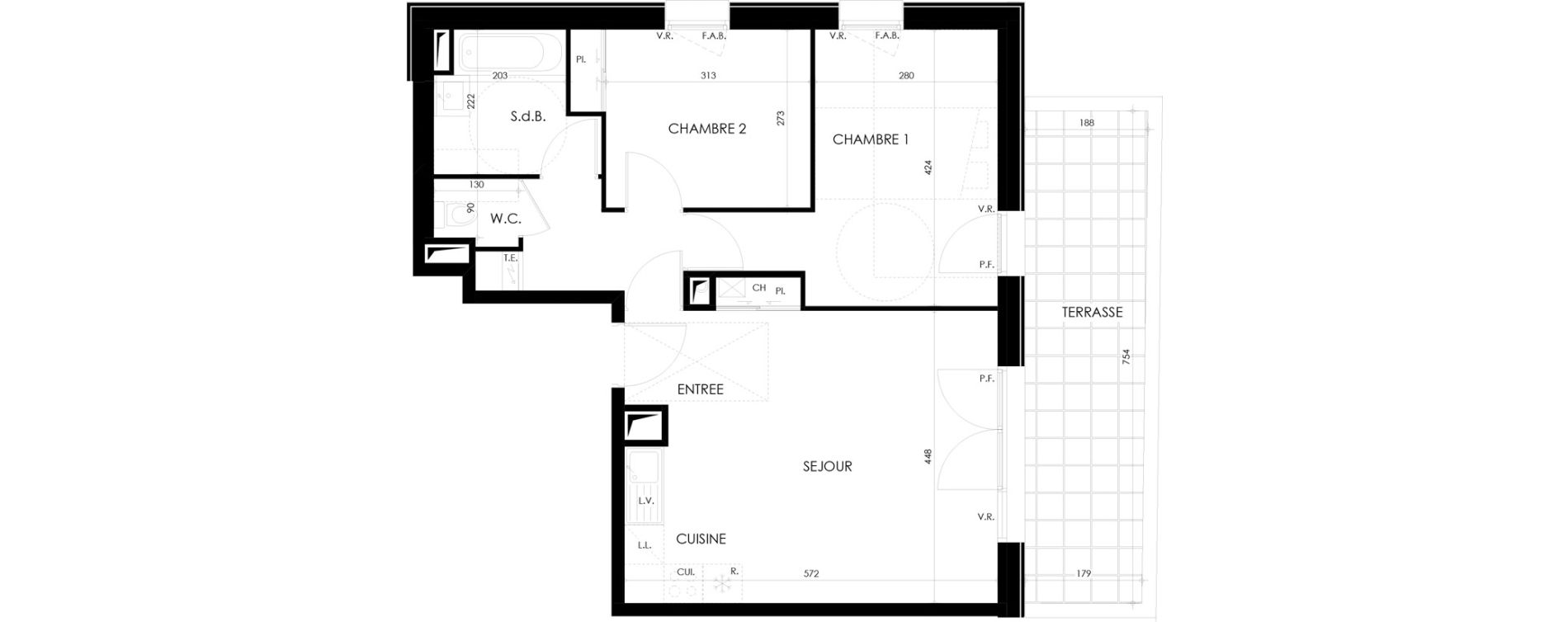 Appartement T3 de 58,44 m2 &agrave; Saint-S&eacute;bastien-Sur-Loire M&eacute;tairie