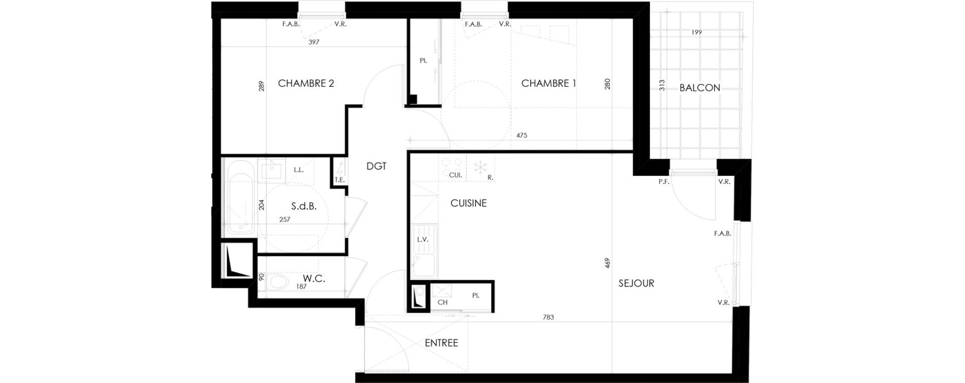 Appartement T3 de 66,89 m2 &agrave; Saint-S&eacute;bastien-Sur-Loire M&eacute;tairie