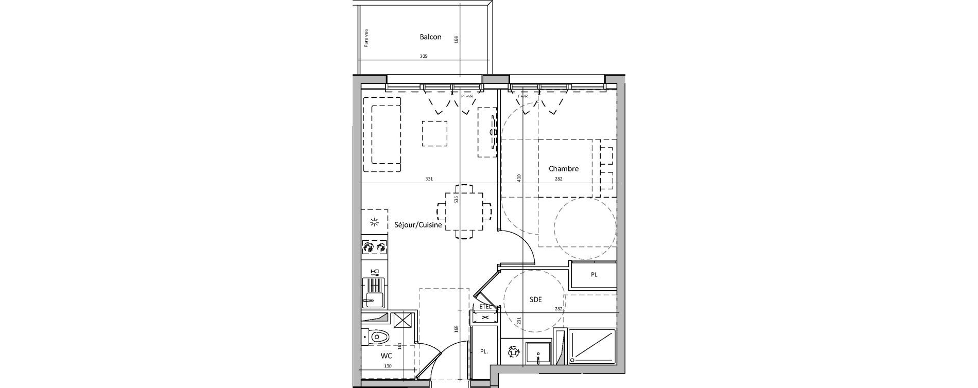Appartement T2 de 40,84 m2 &agrave; Saint-S&eacute;bastien-Sur-Loire Centre