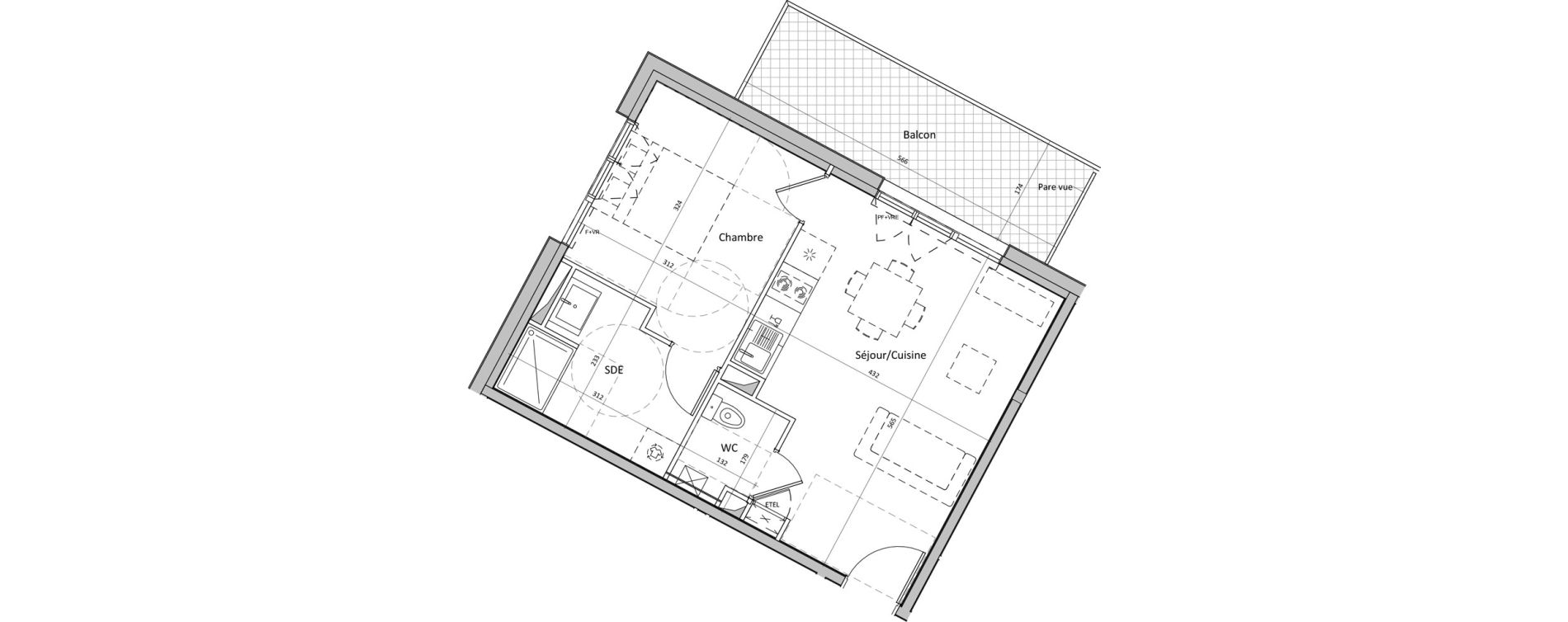 Appartement T2 de 40,49 m2 &agrave; Saint-S&eacute;bastien-Sur-Loire Centre