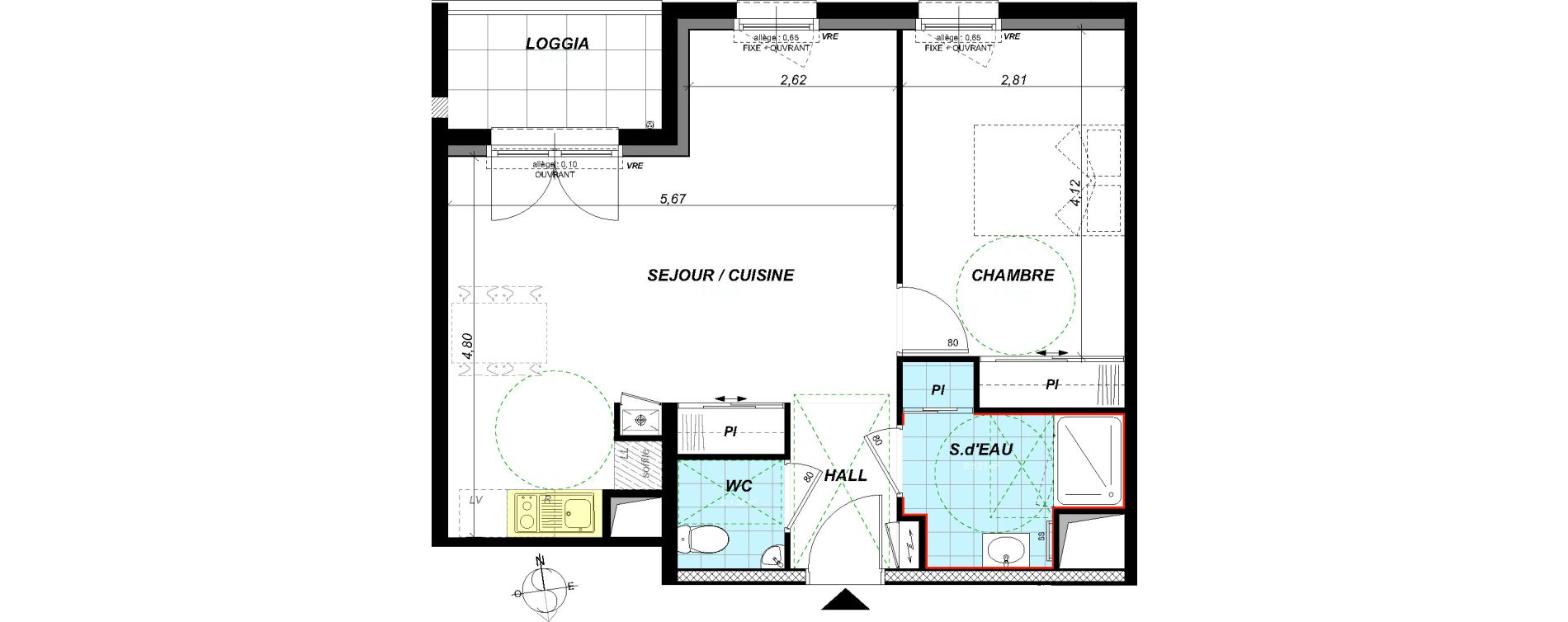 Appartement T2 de 49,40 m2 &agrave; Saint-S&eacute;bastien-Sur-Loire Centre