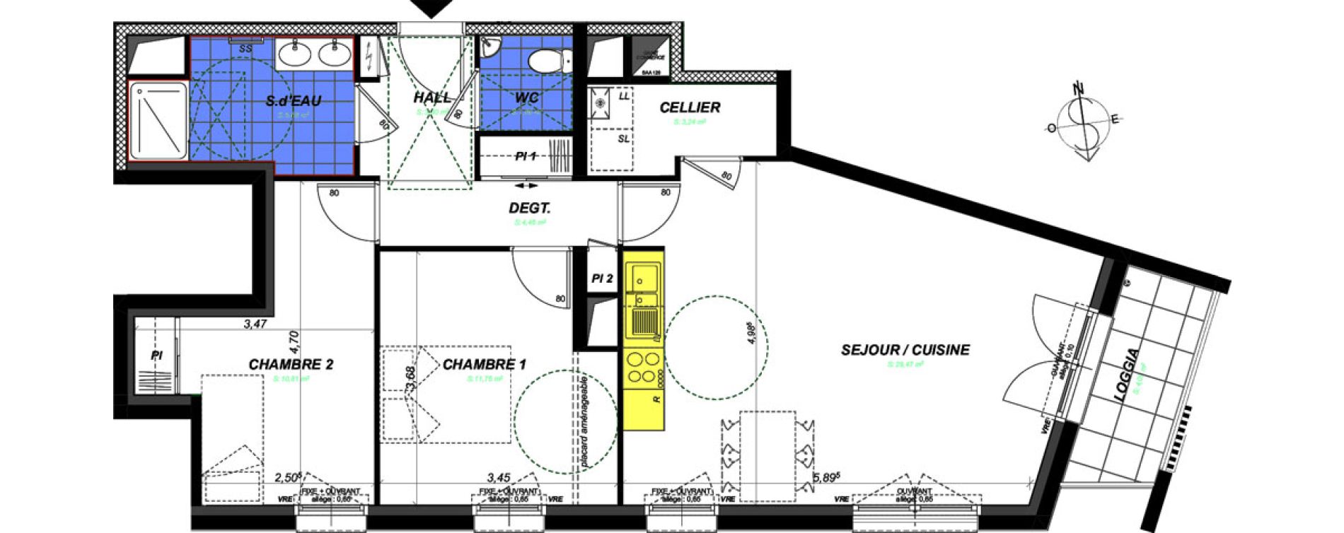 Appartement T3 de 70,57 m2 &agrave; Saint-S&eacute;bastien-Sur-Loire Centre