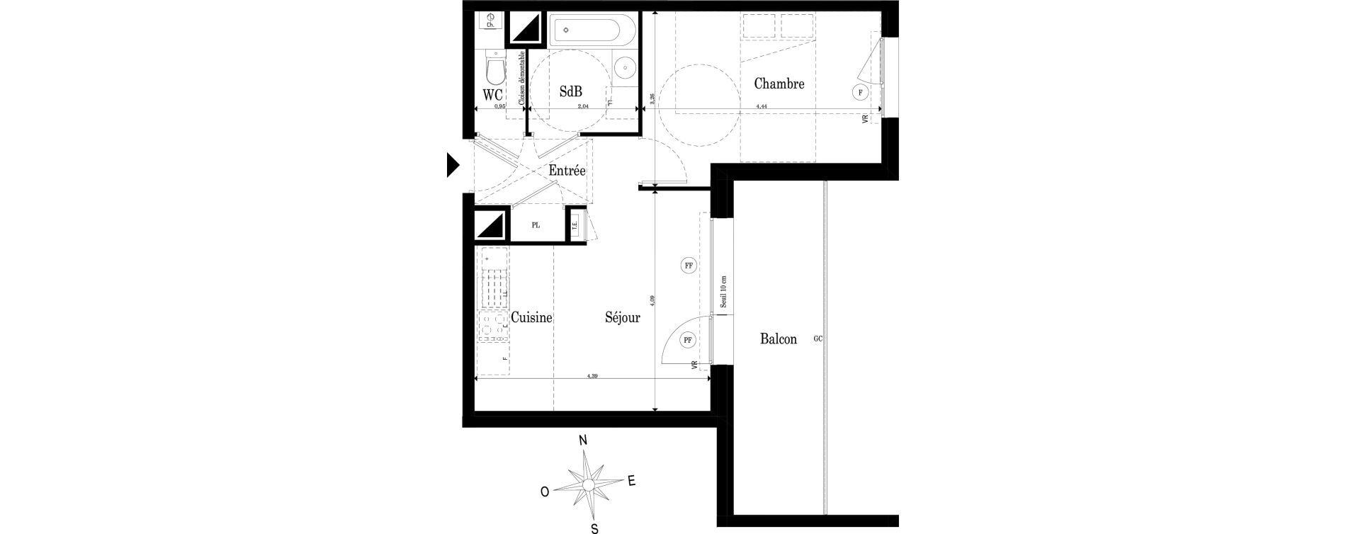 Appartement T2 de 39,01 m2 &agrave; Saint-S&eacute;bastien-Sur-Loire Jaunaie - profondine