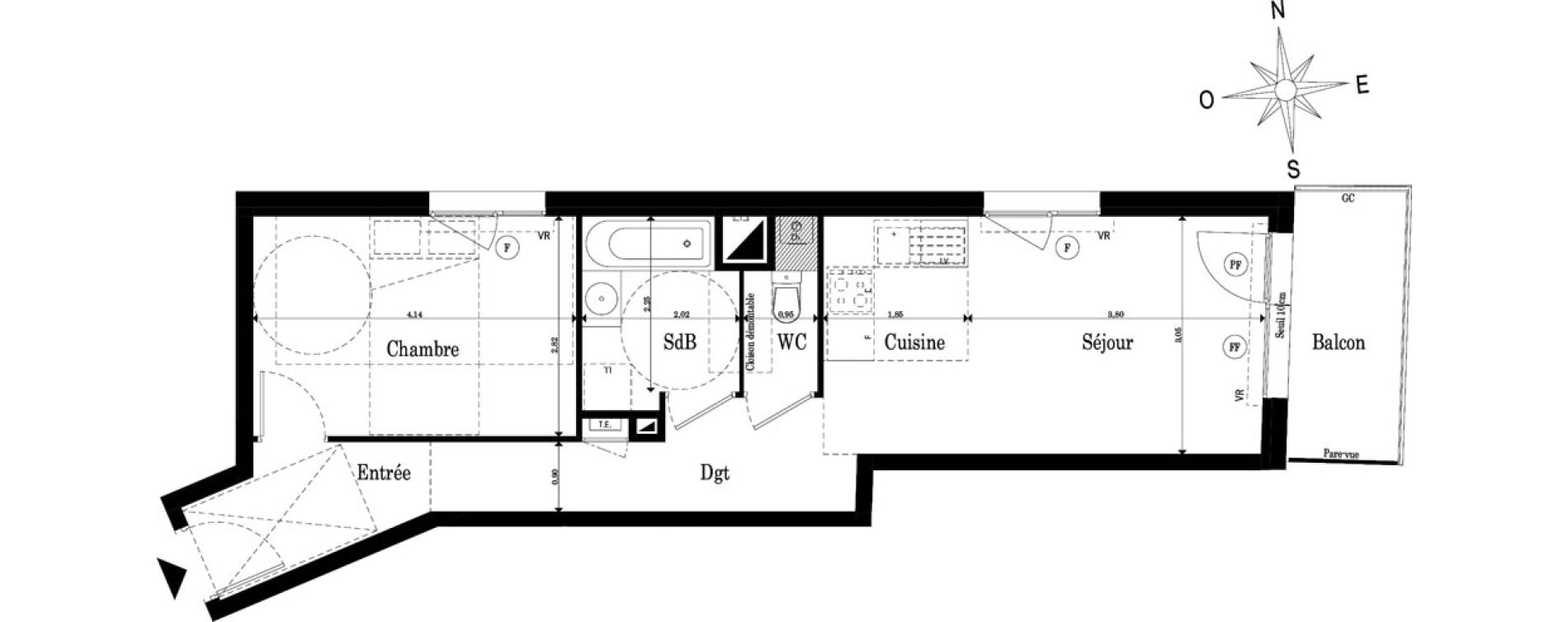 Appartement T2 de 45,04 m2 &agrave; Saint-S&eacute;bastien-Sur-Loire Jaunaie - profondine